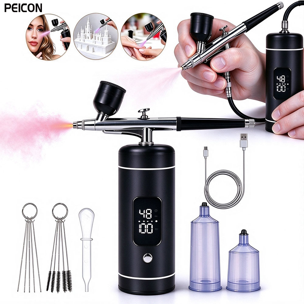 Spray Gun Air Compressor Kit - Cordless Airbrush Compressor Kit Digital Display