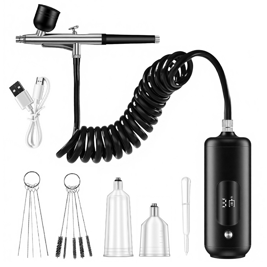 Spray Gun Air Compressor Kit - Portable Airbrush Mini Air Compressor Kit
