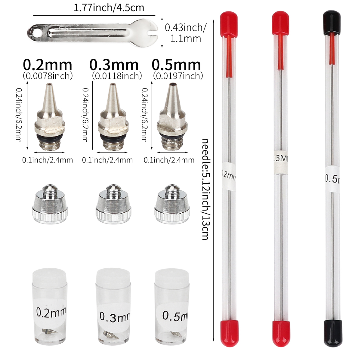 Set 3 0.2/0.3/0.5Mm Bình Bơm P - đánh giá và giá Paint Sprayer Nozzle Kit
