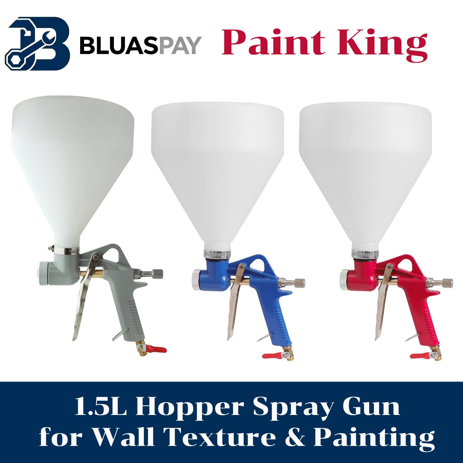 BLUASPAY 1.5L Air Hopper Spray - đánh giá và giá Texture Spray Hopper Gun
