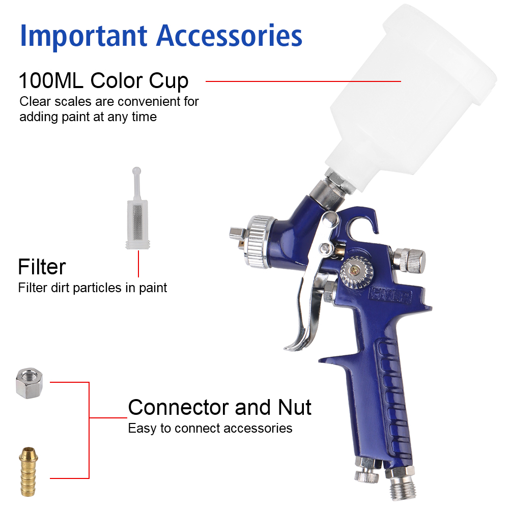 Mini Air Paint Spray Guns Mini - đánh giá và giá Hvlp Spray Gun Gravity Feed