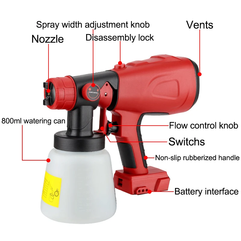 800ML Cordless Electric Spray  - đánh giá và giá Cordless Paint Sprayer 20V